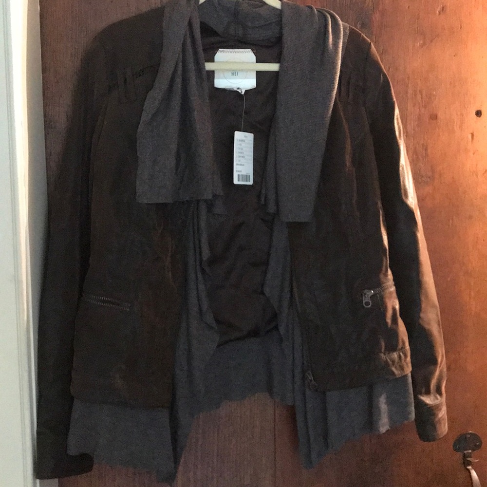 Distressed suede oiled leather jacket